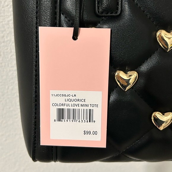 💜SOLD💜NWT Juicy Couture Colorful Love Mini Tote with Crossbody Strap Liquorice - Picture 4 of 14